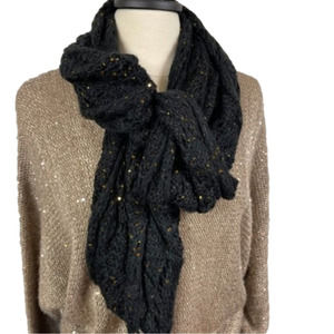 BLACK and Gold Sequin Sweater Scarf